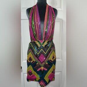 Fashion Nova Vibrant Sequin Halter Dress new years celebration holiday parties